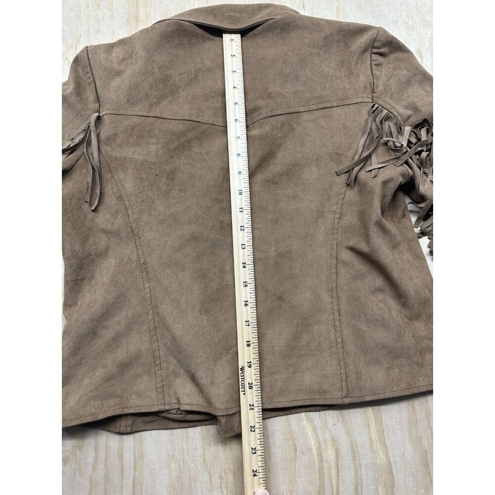 Arizona Jean Co Jacket Womens XL Tan‎ Fringe Western Cowgirl Rodeo Faux Suede - Picture 5 of 6